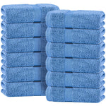 Load image into Gallery viewer, Light Blue Hand Towels for Bathroom 12 Pack 16x27 Inch Cotton Hand Towel Bulk for Gym Kitchen and Spa Soft Highly Absorbent Quick Dry Terry Salon Towels