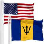 Load image into Gallery viewer, G128 Combo Pack: American USA Flag 3x5 Ft &amp; Barbados Barbadian Flag 3x5 Ft  Both LiteWeave Pro Series Printed 150D Polyester, Brass Grommets