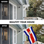 Load image into Gallery viewer, G128 Combo Pack: 6 Ft Tangle Free Aluminum Spinning Flagpole (White) &amp; Costa Rica Costa Rican Flag 3x5 Ft, ToughWeave Series Embroidered 300D Polyester  Pole with Flag Included