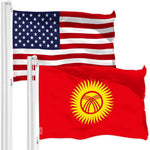 Load image into Gallery viewer, G128 Combo Pack: American USA Flag 3x5 Ft &amp; Kyrgyzstan Flag 3x5 Ft, Both Printed 150D Polyester, Indoor/Outdoor, Brass Grommets