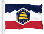 Load image into Gallery viewer, G128 Utah 2023 New Version UT State Flag  3x5 Ft  LiteWeave Pro Series Printed 150D Polyester  Indoor/Outdoor, Vibrant Colors, Brass Grommets, Thicker and More Durable Than 100D 75D Polyester