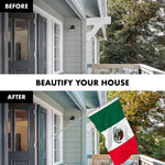Load image into Gallery viewer, G128 Combo Pack: 6 Feet Tangle Free Spinning Flagpole (Silver) Mexico Mexican Flag 3x5 ft Printed 150D Brass Grommets (Flag Included) Aluminum Flag Pole