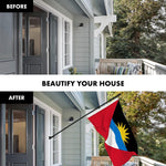 Load image into Gallery viewer, G128 Combo Pack: 6 Ft Tangle Free Aluminum Spinning Flagpole (Black) &amp; Antigua and Barbuda Antiguan and Barbudan Flag  3x5 Ft LiteWeave Pro Series Printed 150D Polyester  Pole with Flag Included