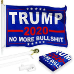 Load image into Gallery viewer, G128 Combo Pack: 6 Feet Tangle Free Spinning Flagpole (White) Trump No More Bullshit Flag 3x5 ft Printed 150D Brass Grommets (Flag Included) Aluminum Flag Pole