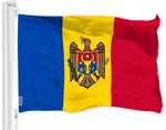 Load image into Gallery viewer, G128 Moldova Moldovan Flag  3x5 Ft  Printed 150D Polyester  Indoor/Outdoor, Vibrant Colors, Brass Grommets, Quality Polyester, Much Thicker More Durable Than 100D 75D Polyester