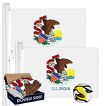 Load image into Gallery viewer, Illinois IL State Flag 3x5 Ft 2Pack Doublesided Embroidered Polyester By G128