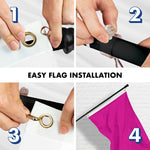 Load image into Gallery viewer, G128 Combo Pack: 5 Ft Tangle Free Aluminum Spinning Flagpole (Black) &amp; Solid Pink Color Flag 2x3 Ft, LiteWeave Pro Series Printed 150D Polyester  Pole with Flag Included