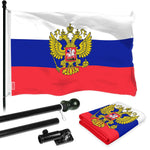 Load image into Gallery viewer, G128 Combo Pack: 6 Ft Tangle Free Aluminum Spinning Flagpole (Black) &amp; Russia Russian Ensign Flag 3x5 Ft, LiteWeave Pro Series Printed 150D Polyester  Pole with Flag Included