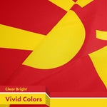 Load image into Gallery viewer, G128 2 Pack: Macedonia Macedonian Flag  3x5 Ft  Printed 150D Polyester  Indoor/Outdoor, Vibrant Colors, Brass Grommets, Quality Polyester, Much Thicker More Durable Than 100D 75D Polyester