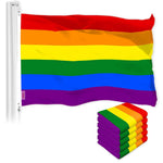 Load image into Gallery viewer, G128 5 Pack: LGBT Rainbow Pride Flag  3x5 Ft  LiteWeave Pro Series Printed 150D Polyester  Indoor/Outdoor, Vibrant Colors, Brass Grommets, Thicker and More Durable Than 100D 75D Polyester