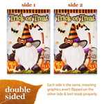 Load image into Gallery viewer, G128 Garden Flag Trick or Treat Witch Hat Gnome with Broom  12x18 Inch  Printed Blockout Polyester  Halloween Fall Decoration