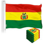 Load image into Gallery viewer, G128 5 Pack: Bolivia Flag  3x5 Ft  LiteWeave Pro Series Printed 150D Polyester  Country Flag, Indoor/Outdoor, Vibrant Colors, Brass Grommets, Thicker and More Durable Than 100D 75D Polyester