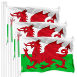 Load image into Gallery viewer, G128 3 Pack: Wales Welsh Flag  3x5 Ft  LiteWeave Pro Series Printed 150D Polyester  Country Flag, Indoor/Outdoor, Vibrant Colors, Brass Grommets, Thicker and More Durable Than 100D 75D Polyester