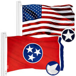 Load image into Gallery viewer, G128 Combo Pack: American USA Flag 4x6 Ft &amp; Tennessee TN State Flag 4x6 Ft  Both ToughWeave Series Embroidered Polyester, Embroidered Design, Indoor/Outdoor, Brass Grommets