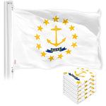 Load image into Gallery viewer, G128 5 Pack: Rhode Island RI State Flag  3x5 Ft  LiteWeave Pro Series Printed 150D Polyester  Indoor/Outdoor, Vibrant Colors, Brass Grommets, Thicker and More Durable Than 100D 75D Polyester