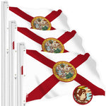 Load image into Gallery viewer, G128 3 Pack: Florida FL State Flag  6x10 Ft  StormFlyer Series Embroidered 220GSM Spun Polyester  Embroidered Design, Indoor/Outdoor, Brass Grommets, Heavy Duty, All Weather