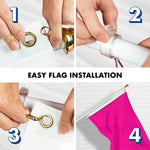 Load image into Gallery viewer, G128 Combo Pack: 5 Ft Tangle Free Aluminum Spinning Flagpole (White) &amp; Solid Magenta Color Flag 2x3 Ft, LiteWeave Pro Series Printed 150D Polyester  Pole with Flag Included