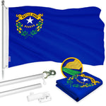 Load image into Gallery viewer, G128 Combo Pack: 6 Ft Tangle Free Aluminum Spinning Flagpole (Silver) &amp; Nevada NV State Flag 3x5 Ft, ToughWeave Series Embroidered 300D Polyester  Pole with Flag Included