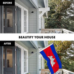 Load image into Gallery viewer, G128 Combo Pack: 6 Ft Tangle Free Spinning Flagpole (Silver) &amp; Cambodia Flag 3x5 Ft Printed 150D Polyester, Brass Grommets (Flag Included) Aluminum Flag Pole