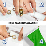 Load image into Gallery viewer, G128 Combo Pack: 5 Ft Tangle Free Aluminum Spinning Flagpole (White) &amp; Solid Lime Green Color Flag 2x3 Ft, LiteWeave Pro Series Printed 150D Polyester  Pole with Flag Included