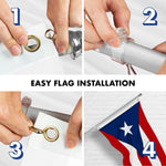 Load image into Gallery viewer, G128 Combo Pack: 6 Ft Tangle Free Spinning Flagpole (Silver) &amp; Puerto Rico Flag 3x5 Ft Embroidered 220GSM Spun Polyester, Brass Grommets (Flag Included) Aluminum Flag Pole