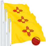 Load image into Gallery viewer, G128 3 Pack: New Mexico NM State Flag  4x6 Ft  StormFlyer Series Embroidered 220GSM Spun Polyester  Embroidered Design, Indoor/Outdoor, Brass Grommets, Heavy Duty, All Weather