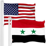 Load image into Gallery viewer, G128 Combo Pack: American USA Flag 3x5 Ft &amp; Syria Syrian Flag 3x5 Ft  Both LiteWeave Pro Series Printed 150D Polyester, Brass Grommets