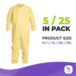 Load image into Gallery viewer, Medical Disposable Coveralls for Adults X Large Size 5 Pack Yellow Hazmat Suit