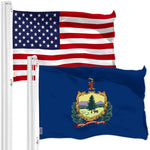 Load image into Gallery viewer, G128 Combo Pack: American USA Flag 3x5 Ft 150D &amp; Vermont VT State Flag 3x5 Ft 300D  Both LiteWeave Pro Series Printed Poly, Brass Grommets