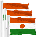 Load image into Gallery viewer, G128 3 Pack: Niger Nigerien Flag  3x5 Ft  LiteWeave Pro Series Printed 150D Polyester  Country Flag, Indoor/Outdoor, Vibrant Colors, Brass Grommets, Thicker and More Durable Than 100D 75D Polyester