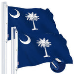 Load image into Gallery viewer, G128 2 Pack: South Carolina SC State Flag  6x10 Ft  StormFlyer Series Embroidered 220GSM Spun Polyester  Embroidered Design, Indoor/Outdoor, Brass Grommets, Heavy Duty, All Weather