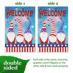 Load image into Gallery viewer, G128 Garden Flag Welcome 3 Patriotic Gnomes  12x18 Inch  Printed Blockout Polyester  Patriotic Decoration