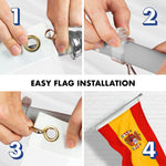 Load image into Gallery viewer, G128 Combo Pack: 6 Ft Tangle Free Aluminum Spinning Flagpole (Silver) &amp; Spain Spanish Flag 3x5 Ft, Double ToughWeave Series Double Sided Embroidered 210D Polyester  Pole with Flag Included