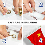 Load image into Gallery viewer, G128  6 Feet Tangle Free Spinning Flagpole (White) China Flag Brass Grommets Embroidered 3x5 ft (Flag Included) Aluminum Flag Pole