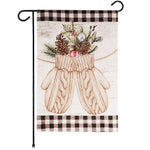 Load image into Gallery viewer, G128 Garden Flag Mittens with Evergreen Arrangement  12x18 Inch  Printed Blockout Polyester  Christmas Decoration