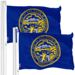 Load image into Gallery viewer, G128 2 Pack: Nebraska NE State Flag  3x5 Ft  Printed 150D Polyester  Indoor/Outdoor, Vibrant Colors, Brass Grommets, Quality Polyester, Much Thicker More Durable Than 100D 75D Polyester