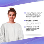 Load image into Gallery viewer, Disposable Isolation Gown X Large Pack of 10 White PPE Gowns Disposable Microporous 50 GSM Disposable Gowns Medical Protective Gown Disposable with Elastic Wrists Waist Neck Ties No Pockets