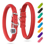 Load image into Gallery viewer, Red Ultra Soft Rolled Leather Dog Collar for XSmall Dogs 1013 inch Neck