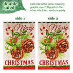 Load image into Gallery viewer, G128 Combo Pack: Garden Flag Stand Black 36 in x 16 in &amp; Garden Flag Winter Decoration Pinecone Bouquet 12x18 DoubleSided Blockout Fabric