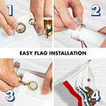Load image into Gallery viewer, G128  6 Feet Tangle Free Spinning Flagpole (White) California Double Sided Brass Grommets Embroidered 3x5 ft (Flag Included) Aluminum Flag Pole