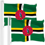 Load image into Gallery viewer, G128 2 Pack: Dominica Dominican Flag  3x5 Ft  LiteWeave Pro Series Printed 150D Polyester  Country Flag, Indoor/Outdoor, Vibrant Colors, Brass Grommets, Thicker and More Durable Than 100D 75D Poly