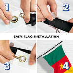 Load image into Gallery viewer, G128 Combo Pack: 6 Feet Tangle Free Spinning Flagpole (Black) Cameroon Cameroonian Flag 3x5 ft Printed 150D Brass Grommets (Flag Included) Aluminum Flag Pole