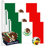 Load image into Gallery viewer, G128 3 Pack: Mexico Mexican Flag  5x8 Ft  Double ToughWeave Series Double Sided Embroidered 210D Polyester  Country Flag, Embroidered Design, Indoor/Outdoor, Brass Grommets, Heavy Duty, 2ply