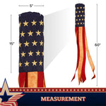 Load image into Gallery viewer, G128 Windsock 60 Inch TeaStained US Flag Windstock 60 in Embroidered Stars and Stripes Patriotic Hanging Decoration
