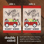 Load image into Gallery viewer, G128 Combo Pack: Garden Flag Stand Black 36 in x 16 in &amp; Garden Flag Winter Decoration Warm and Fuzzy Holiday Wishes Wagon with Gifts 12x18 DoubleSided Burlap Fabric