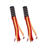 Load image into Gallery viewer, G128 2 Pack: American USA TeaStained Windsock  60 Inch  Embroidered 420D Polyester  Patriotic Decor, Embroidered Design, Indoor/Outdoor, Brass Grommets