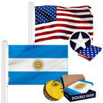 Load image into Gallery viewer, G128 Combo Pack: USA American Flag 3x5 Ft Embroidered Stars &amp; Argentina (Argentinian) Flag 3x5 Ft Doublesided Embroidered 210D
