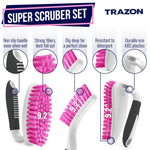 Load image into Gallery viewer, Scrub Brush Set of 3pcs Cleaning Shower Scrubber Ergonomic Handle Black Pink