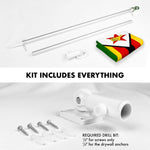 Load image into Gallery viewer, G128 Combo Pack: 6 Ft Tangle Free Aluminum Spinning Flagpole (Silver) &amp; Zimbabwe Zimbabwean Flag 3x5 Ft, LiteWeave Pro Series Printed 150D Polyester  Pole with Flag Included