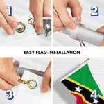 Load image into Gallery viewer, G128 Combo Pack: 6 Ft Tangle Free Aluminum Spinning Flagpole (Silver) &amp; Saint Kitts and Nevis Flag 3x5 Ft, LiteWeave Pro Series Printed 150D Polyester  Pole with Flag Included